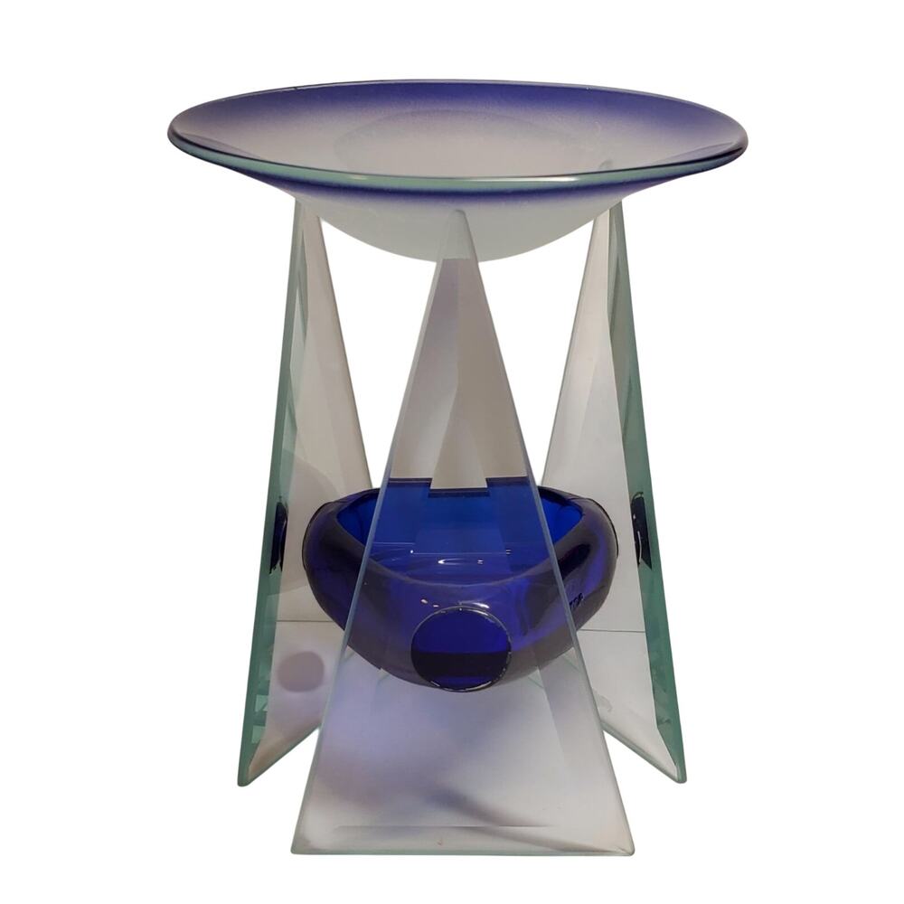 Blue and Clear Glass Oil Burner